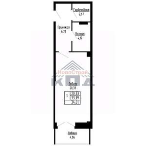 1-к квартира, вторичка, 35м2, 9/16 этаж