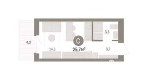 Студия квартира, вторичка, 26м2, 10/14 этаж