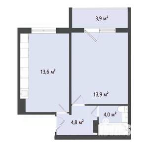 1-к квартира, строящийся дом, 36м2, 9/10 этаж