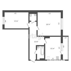 2-к квартира, вторичка, 63м2, 5/10 этаж