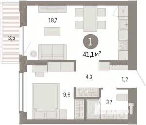 1-к квартира, вторичка, 41м2, 5/8 этаж