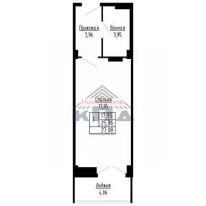 1-к квартира, строящийся дом, 27м2, 4/16 этаж