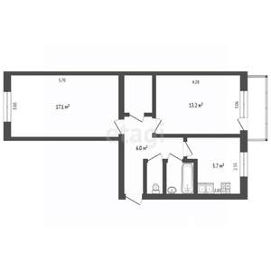 2-к квартира, вторичка, 48м2, 2/5 этаж