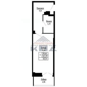 1-к квартира, вторичка, 34м2, 10/16 этаж