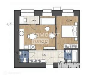 2-к квартира, вторичка, 45м2, 9/15 этаж