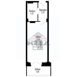 1-к квартира, строящийся дом, 27м2, 7/16 этаж