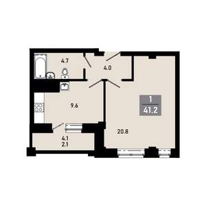 1-к квартира, строящийся дом, 38м2, 2/18 этаж