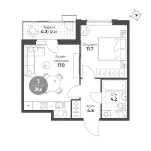 1-к квартира, вторичка, 40м2, 9/10 этаж