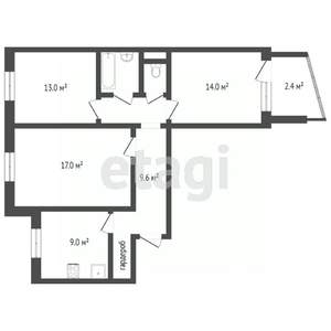 3-к квартира, вторичка, 63м2, 3/9 этаж
