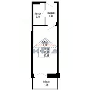 1-к квартира, строящийся дом, 28м2, 14/16 этаж