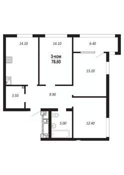 3-к квартира, вторичка, 79м2, 11/14 этаж