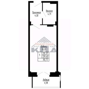 1-к квартира, вторичка, 31м2, 4/16 этаж