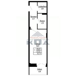 1-к квартира, вторичка, 33м2, 14/16 этаж