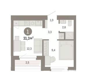 1-к квартира, вторичка, 31м2, 8/8 этаж