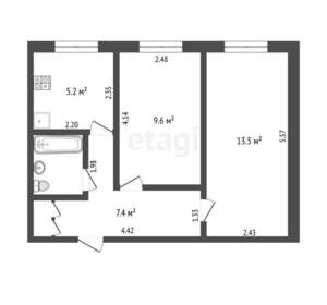 2-к квартира, вторичка, 40м2, 3/9 этаж