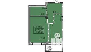 1-к квартира, строящийся дом, 45м2, 2/10 этаж