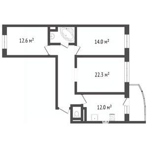 3-к квартира, вторичка, 63м2, 8/10 этаж