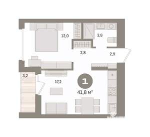 1-к квартира, вторичка, 42м2, 7/16 этаж