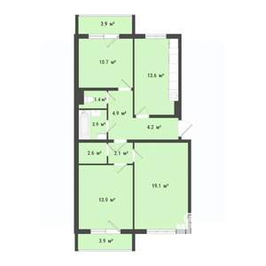 3-к квартира, строящийся дом, 76м2, 1/10 этаж