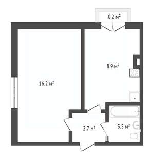 1-к квартира, вторичка, 44м2, 6/9 этаж