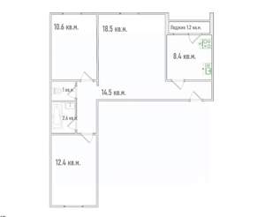 3-к квартира, вторичка, 69м2, 2/12 этаж