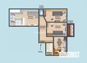 3-к квартира, вторичка, 86м2, 4/6 этаж