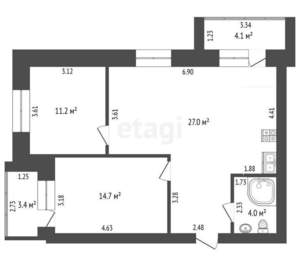 3-к квартира, вторичка, 67м2, 14/17 этаж