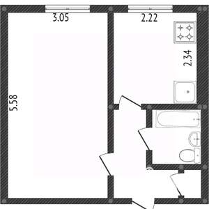 1-к квартира, вторичка, 30м2, 5/9 этаж