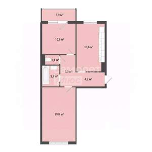 2-к квартира, вторичка, 57м2, 2/10 этаж