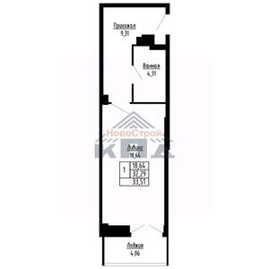 1-к квартира, вторичка, 34м2, 13/16 этаж