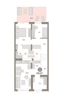 2-к квартира, вторичка, 105м2, 1/9 этаж