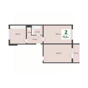 2-к квартира, строящийся дом, 73м2, 1/10 этаж
