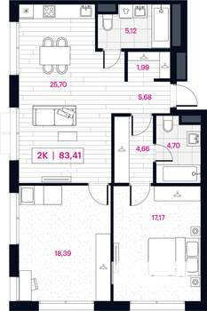 2-к квартира, строящийся дом, 83м2, 4/15 этаж