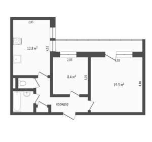 2-к квартира, вторичка, 51м2, 2/16 этаж