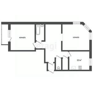 2-к квартира, вторичка, 60м2, 9/10 этаж