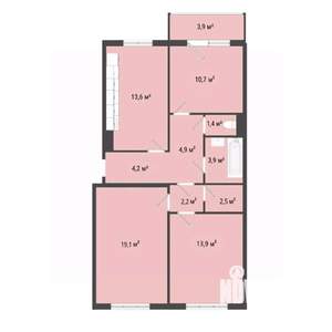 3-к квартира, вторичка, 76м2, 1/9 этаж