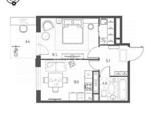 1-к квартира, вторичка, 39м2, 5/13 этаж