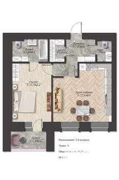 2-к квартира, вторичка, 78м2, 9/9 этаж