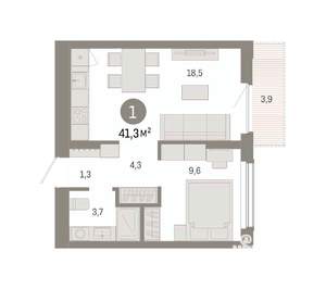 1-к квартира, вторичка, 41м2, 7/8 этаж