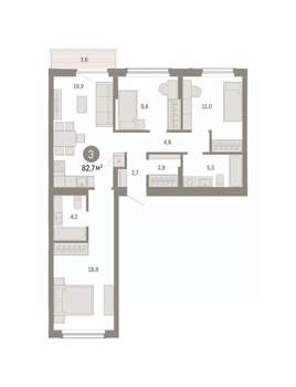 3-к квартира, вторичка, 83м2, 3/16 этаж