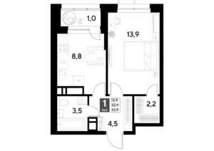 1-к квартира, вторичка, 34м2, 14/21 этаж