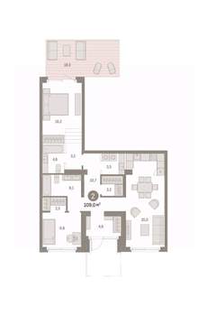 2-к квартира, вторичка, 109м2, 1/9 этаж