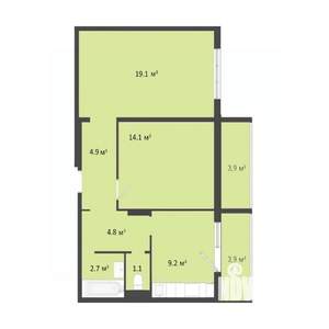 2-к квартира, строящийся дом, 56м2, 9/10 этаж