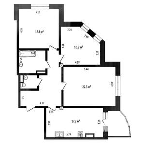 3-к квартира, вторичка, 96м2, 14/16 этаж