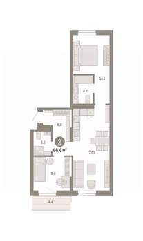 2-к квартира, вторичка, 67м2, 5/9 этаж