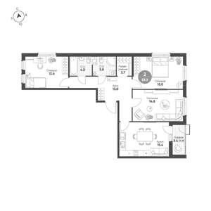 3-к квартира, вторичка, 83м2, 3/4 этаж