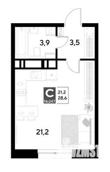 Студия квартира, строящийся дом, 29м2, 20/21 этаж