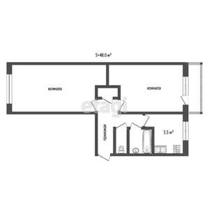 2-к квартира, вторичка, 48м2, 2/5 этаж