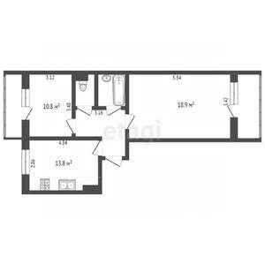 2-к квартира, вторичка, 56м2, 3/10 этаж