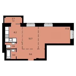 2-к квартира, строящийся дом, 52м2, 12/15 этаж
